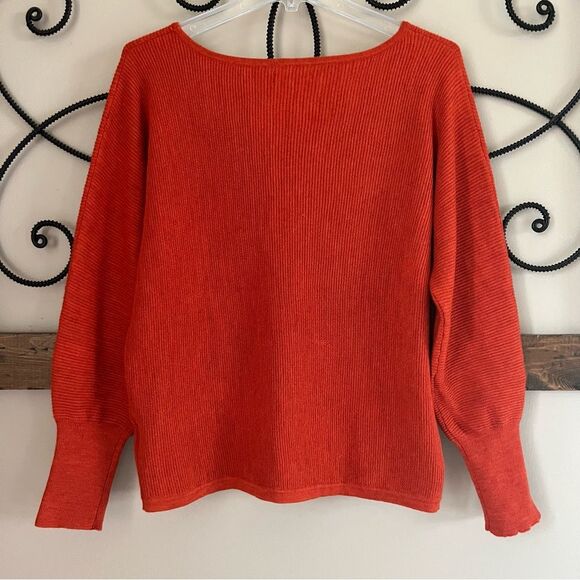 Akini Wool Blend Terracotta Dolman long Sleeve Lightweight Sweater - Picture 2 of 13
